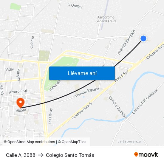 Calle A, 2088 to Colegio Santo Tomás map