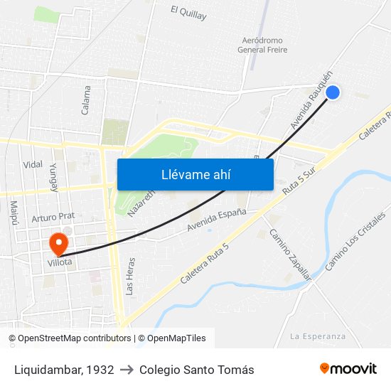 Liquidambar, 1932 to Colegio Santo Tomás map