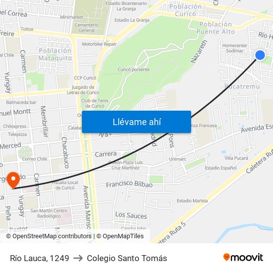 Río Lauca, 1249 to Colegio Santo Tomás map