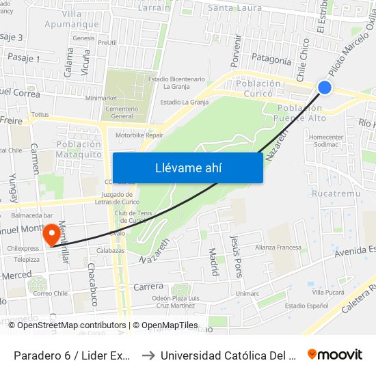 Paradero 6 / Lider Express to Universidad Católica Del Maule map