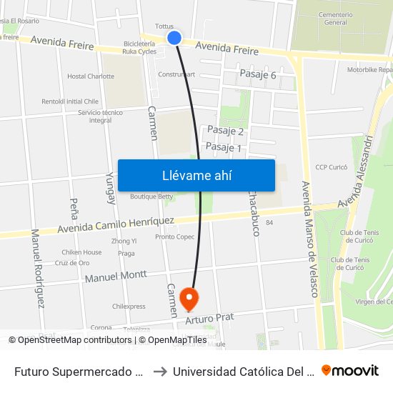 Futuro Supermercado Tottus to Universidad Católica Del Maule map