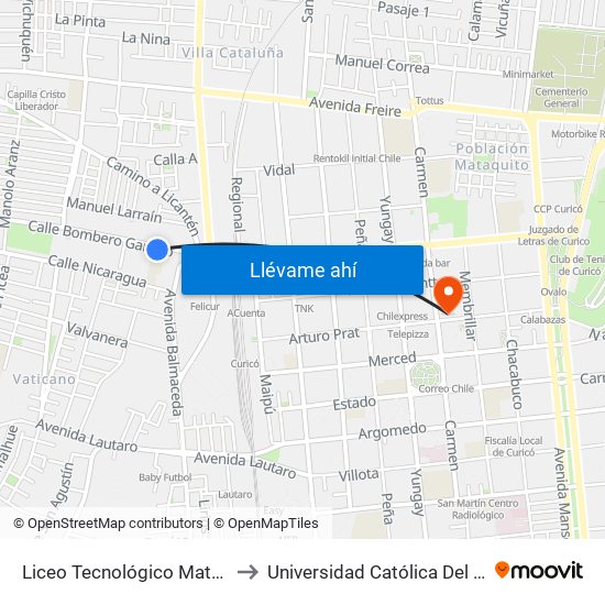 Liceo Tecnológico Mataquito to Universidad Católica Del Maule map