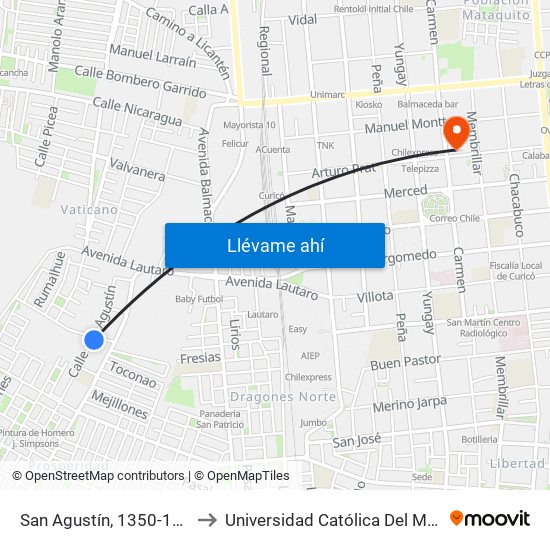 San Agustín, 1350-1390 to Universidad Católica Del Maule map