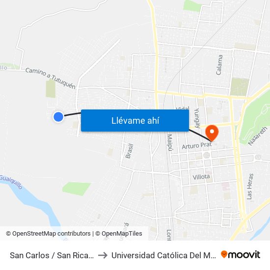 San Carlos / San Ricardo to Universidad Católica Del Maule map