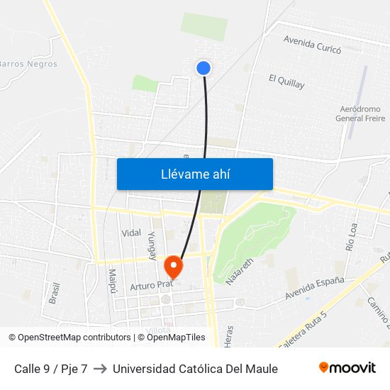 Calle 9 / Pje 7 to Universidad Católica Del Maule map