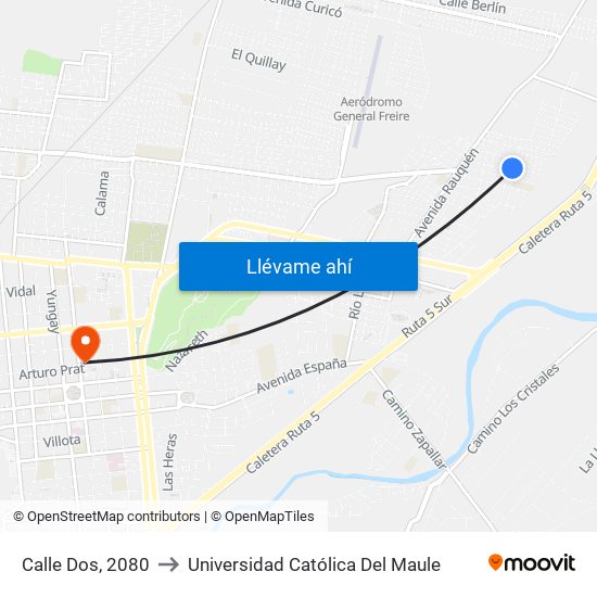 Calle Dos, 2080 to Universidad Católica Del Maule map