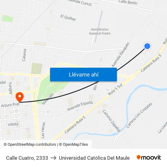 Calle Cuatro, 2333 to Universidad Católica Del Maule map