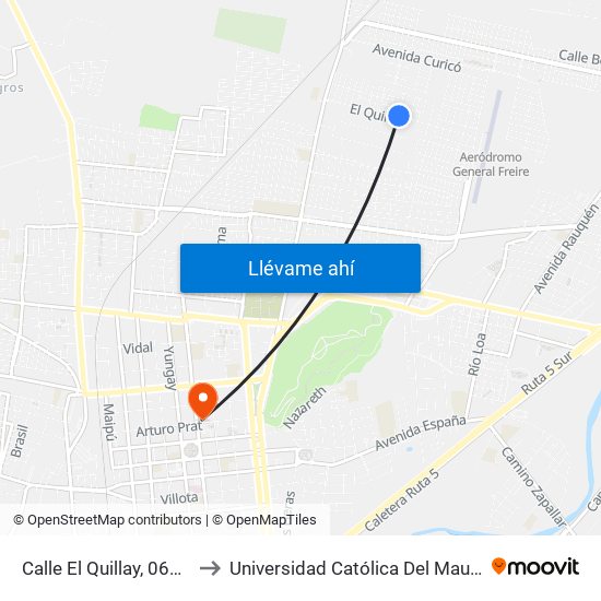 Calle El Quillay, 0642 to Universidad Católica Del Maule map