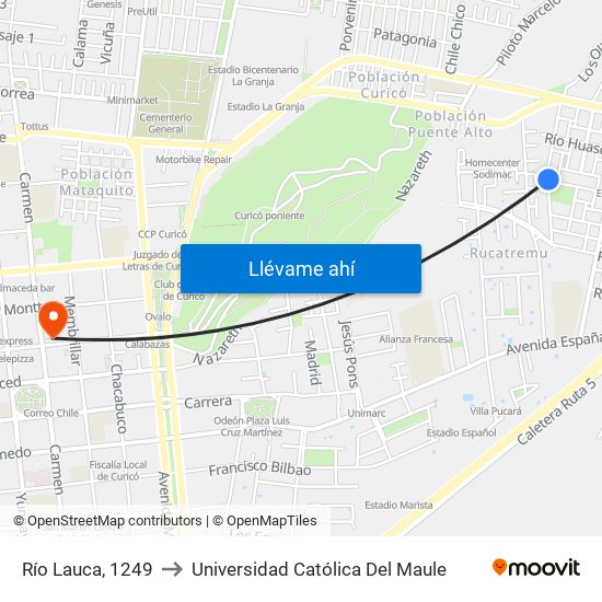 Río Lauca, 1249 to Universidad Católica Del Maule map