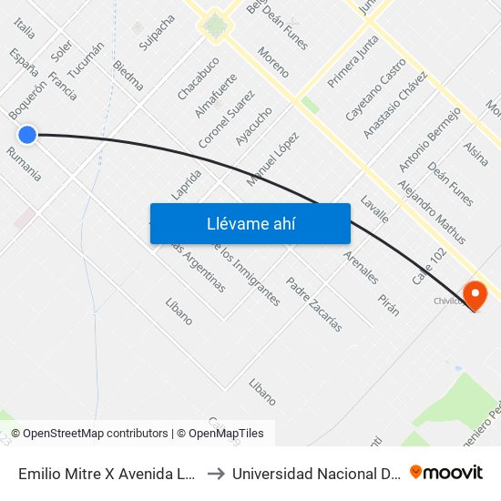 Emilio Mitre X Avenida Diario La Razón to Universidad Nacional De Luján map