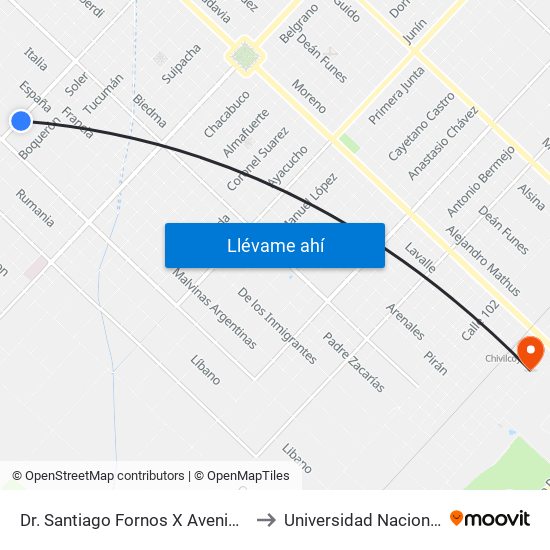 Malvinas Argentinas X Avenida 3 De Febrero to Universidad Nacional De Luján map