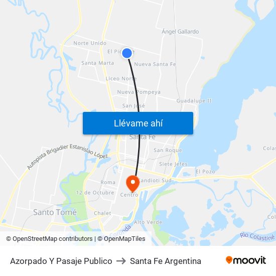 Azorpado Y Pasaje Publico to Santa Fe Argentina map
