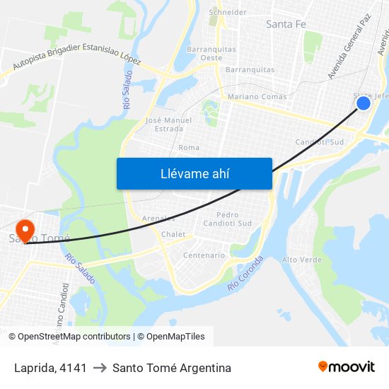 Laprida, 4141 to Santo Tomé Argentina map