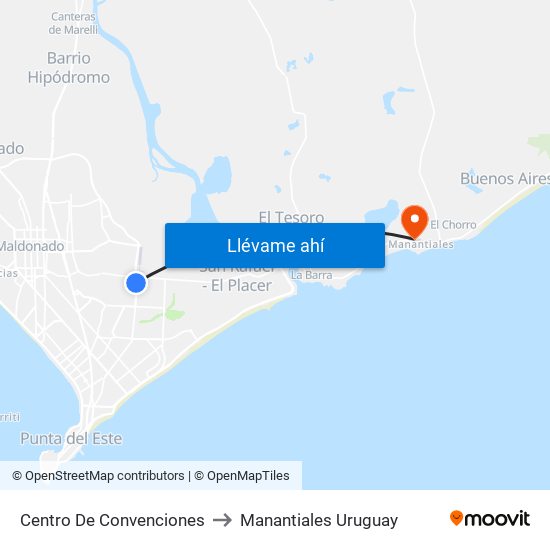 Centro De Convenciones to Manantiales Uruguay map