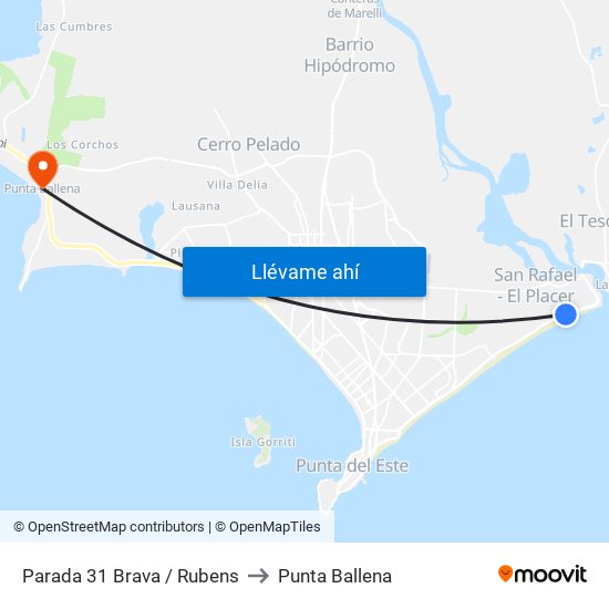 Parada 31 Brava / Rubens to Punta Ballena map