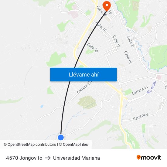 4570 Jongovito to Universidad Mariana map