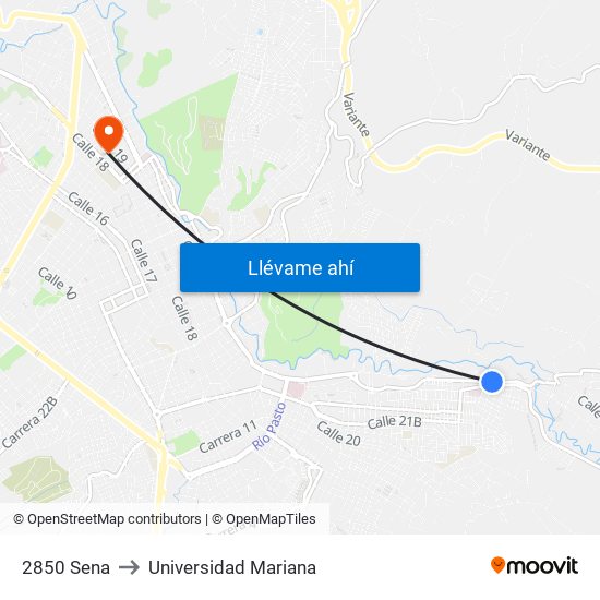 2850 Sena to Universidad Mariana map
