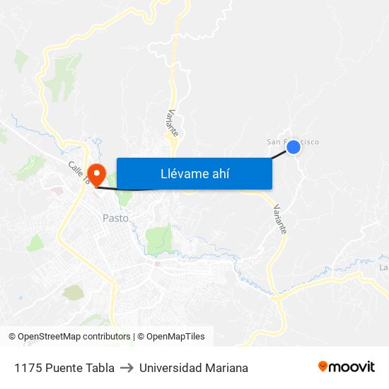 1175 Puente Tabla to Universidad Mariana map