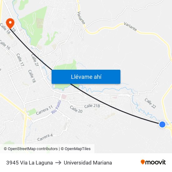 3945 Vía La Laguna to Universidad Mariana map