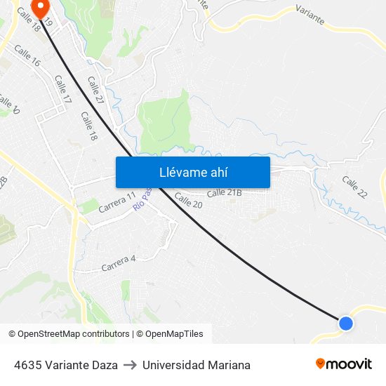 4635 Variante Daza to Universidad Mariana map