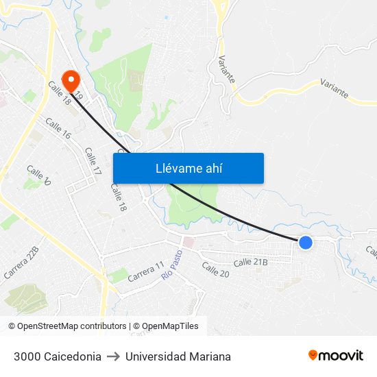 3000 Caicedonia to Universidad Mariana map