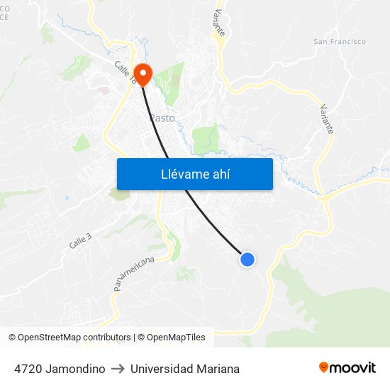 4720 Jamondino to Universidad Mariana map