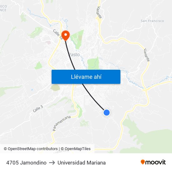 4705 Jamondino to Universidad Mariana map