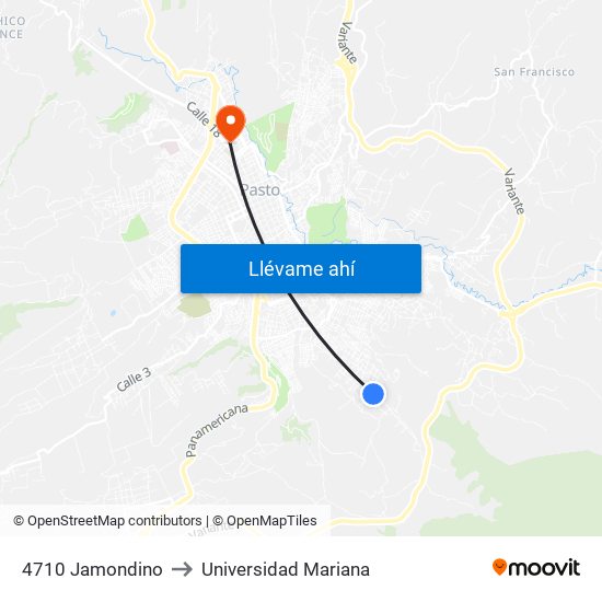 4710 Jamondino to Universidad Mariana map
