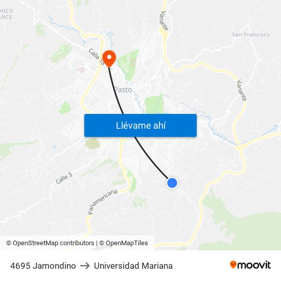 4695 Jamondino to Universidad Mariana map