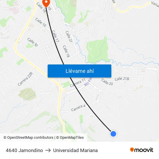 4640 Jamondino to Universidad Mariana map