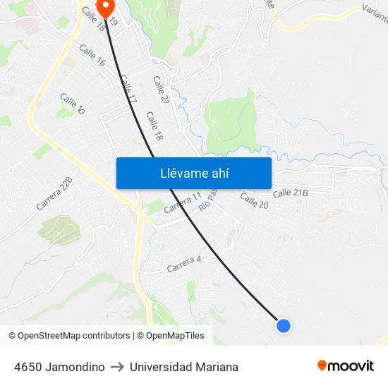 4650 Jamondino to Universidad Mariana map