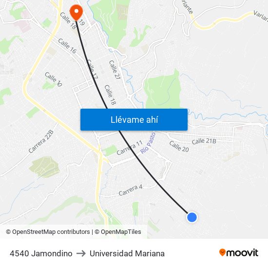 4540 Jamondino to Universidad Mariana map