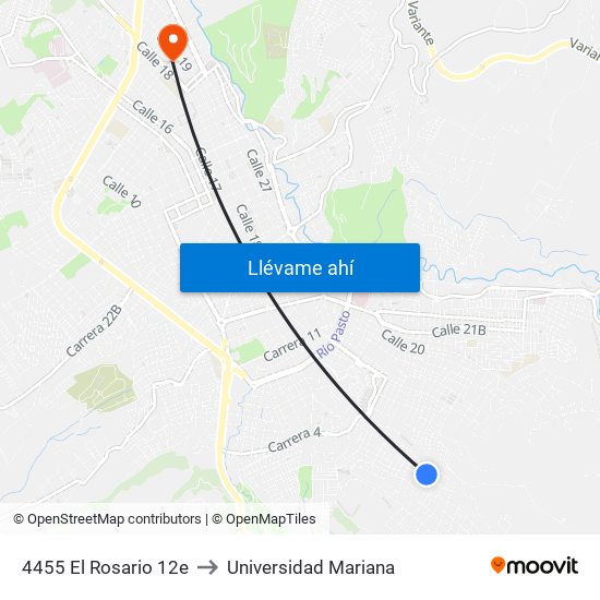 4455 El Rosario 12e to Universidad Mariana map