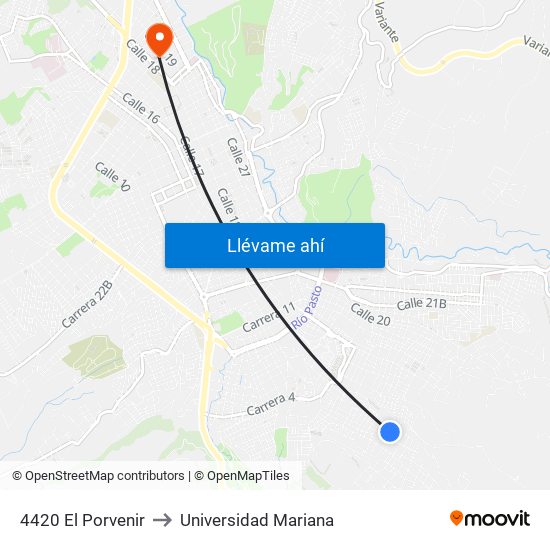 4420 El Porvenir to Universidad Mariana map