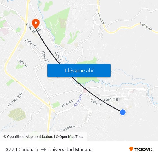 3770 Canchala to Universidad Mariana map