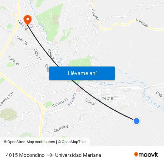 4015 Mocondino to Universidad Mariana map