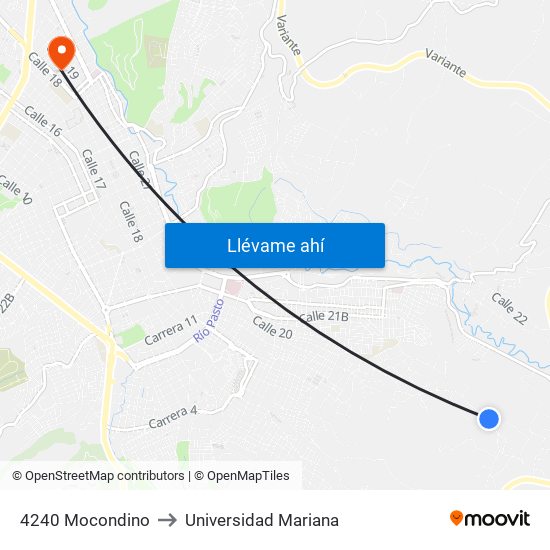 4240 Mocondino to Universidad Mariana map