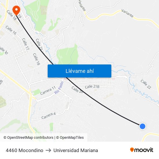 4460 Mocondino to Universidad Mariana map