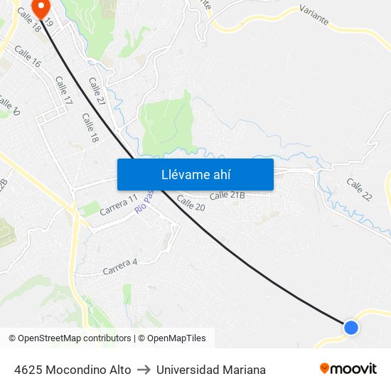 4625 Mocondino Alto to Universidad Mariana map