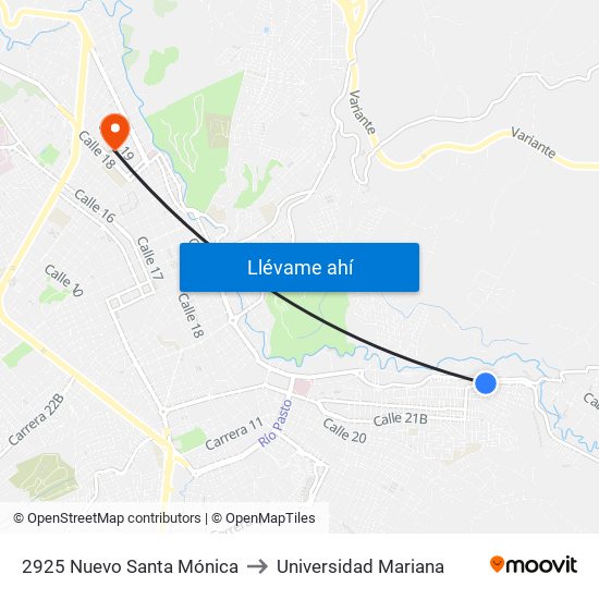 2925 Nuevo Santa   Mónica to Universidad Mariana map