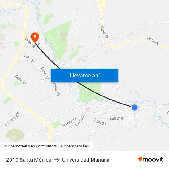 2910 Santa Mónica to Universidad Mariana map