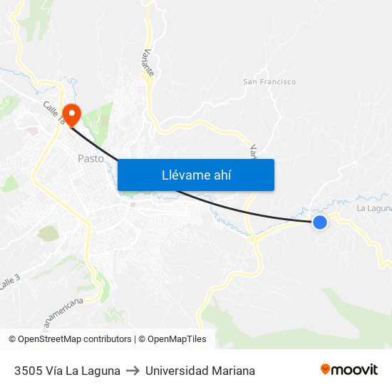 3505 Vía La Laguna to Universidad Mariana map
