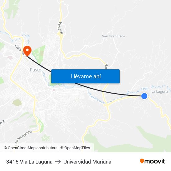 3415 Vía La Laguna to Universidad Mariana map