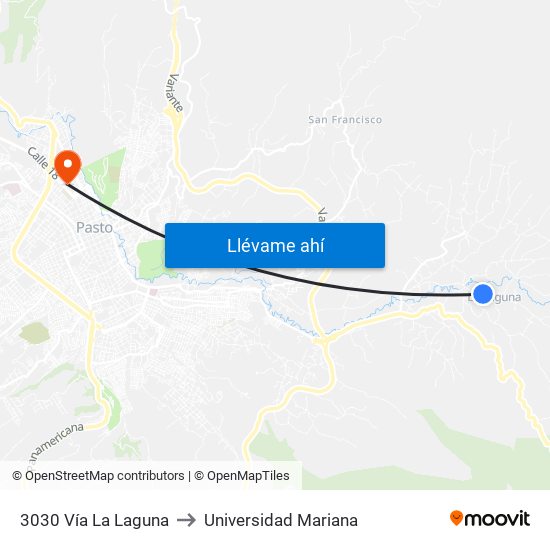 3030 Vía La Laguna to Universidad Mariana map