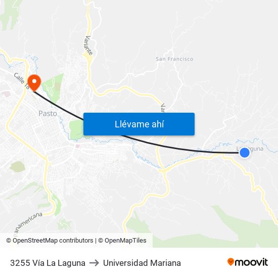 3255 Vía La Laguna to Universidad Mariana map