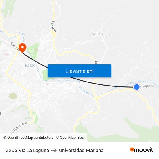 3205 Vía La Laguna to Universidad Mariana map
