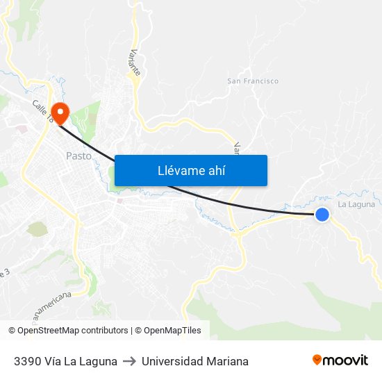 3390 Vía La Laguna to Universidad Mariana map
