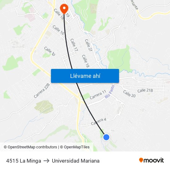 4515 La Minga to Universidad Mariana map