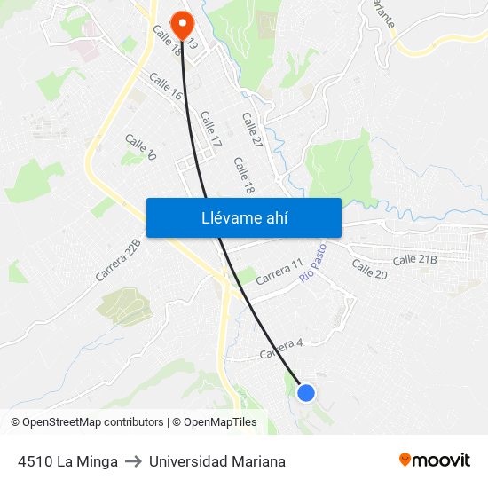 4510 La Minga to Universidad Mariana map