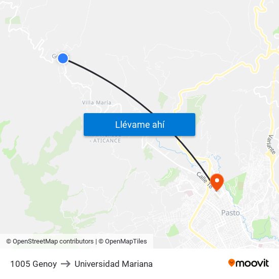 1005 Genoy to Universidad Mariana map